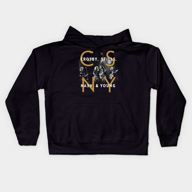 Crosby Stills Nash Young Kids Hoodie by Kurasaki